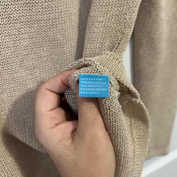 J. McLaughlin Beige Crewneck Sweater with Button Accents - Picture 4 of 8